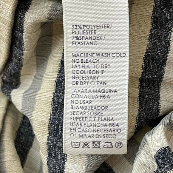 rebecca Minkoff Stripe Mary Waist Tie Dress XS Pullover Stretch Ribbed Pocket - Picture 11 of 11